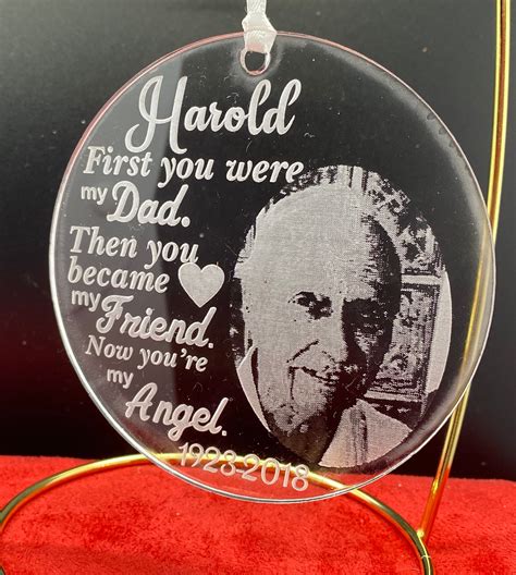 Custom Made Personalized Laser Etched Photo Memorial Ornament Etsy