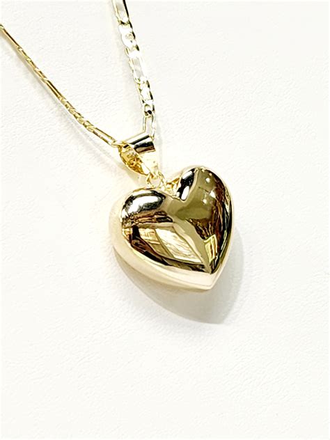 Ct Yellow Gold Polished Hollow Puff Heart Mm Wide Pendant Stonex