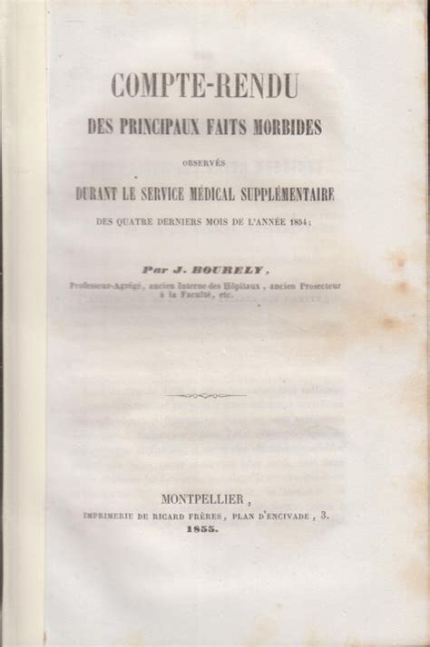 Compte rendu des principaux faits morbides observés durant le service