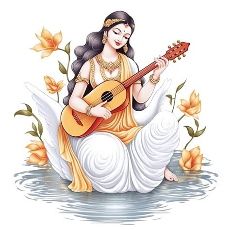 Premium Ai Image Illustration Of Goddess Saraswati For Vasant Panchami