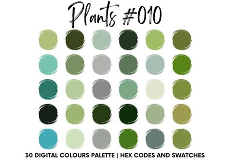 Plants Digital Color Palette Color Chart Goodnotes Tool Ipad Etsy