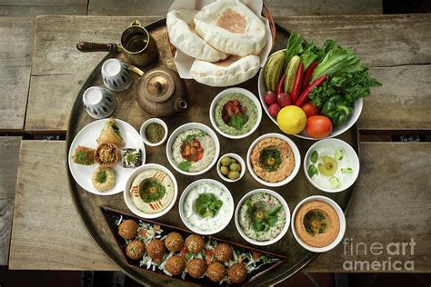 Mixed Middle Eastern Meze Sharing Food Platter In Turkish Restau