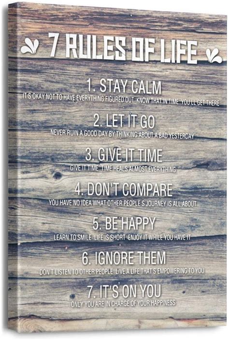 Inspirational Quotes Wall Art For Office 7 Rules Of Life Motivational