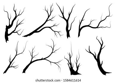 Black Branch Tree Naked Trees Silhouettes Stock Vector Royalty Free