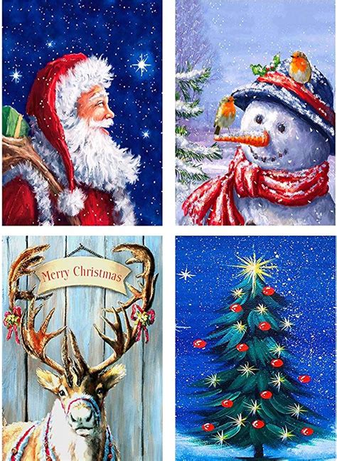 Yomiie D Diamond Painting Merry Christmas Santa Claus Snowman Elk Xmas