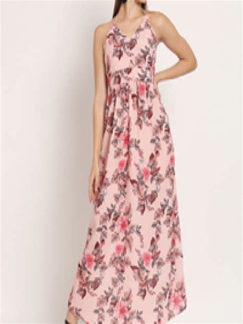 Buy Moomaya Floral Printed Halter Neck A Line Maxi Dress Dresses For