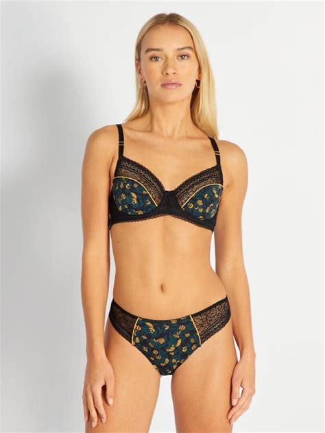 Soutien gorge balconnet imprimé Envie de Lingerie Noir vert Kiabi