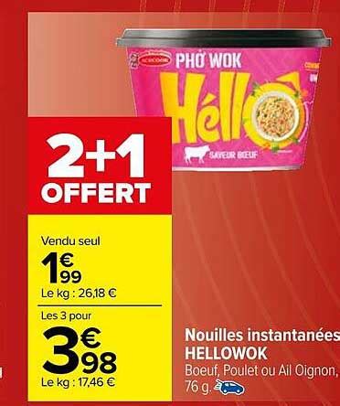 Promo Nouilles Instantan Es Hellowok Chez Carrefour Market Icatalogue Fr