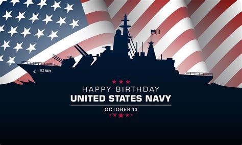 Happy Birthday US Navy October 13 Background Vector Illustration