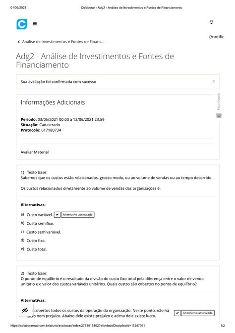 Adg2 Análise de Investimentos e Fontes de Financiamento Análise de