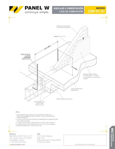 PDF ANCLAJE A CIMENTACIÓN MUROS LOSA DE panelw pics detalles de