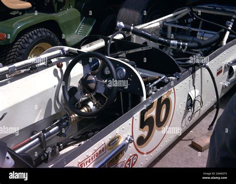 Close-up of a partially disassembled Indy 500 race car, 1976 Stock ...