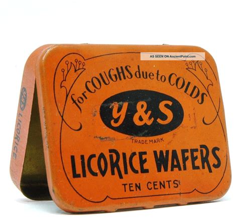 Ntique Cough Drops Tin Tiny Yands Licorice Wafers Smokers Throats