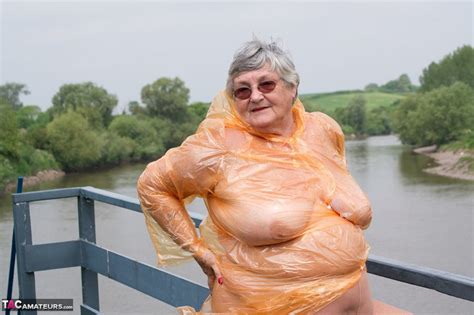 Obese Oma Grandma Libby Doffs A See Through Raincoat To Get Naked On A Bridge Coedcherry