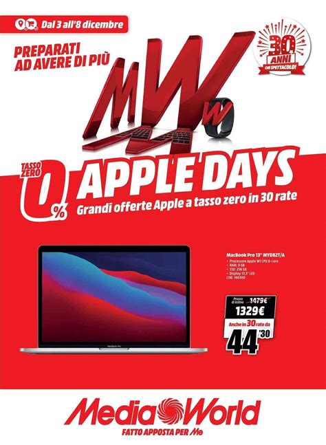 Volantino MediaWorld Apple Days Dal 3 12 All 8 12 2021