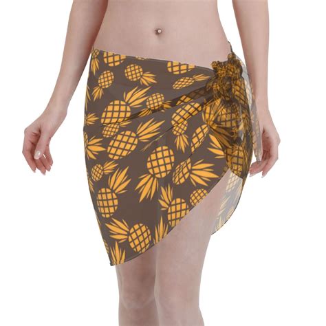 Coaee Colorful Pineapple Women S Short Sarongs Beach Wrap Sheer Bikini