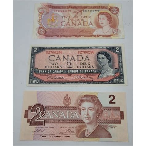 3 Different Canada Two 2 Dollar Banknotes Ebidzca