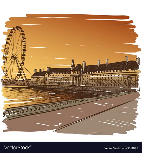 London cityscape drawing Royalty Free Vector Image