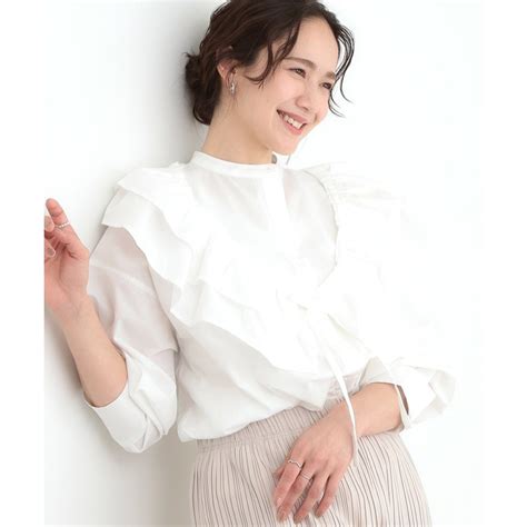 キューティーブロンド Cutie Blonde WAYフリルサッシュ付きバンドカラーシャツ ホワイト ファッション通販 MAGASEEK マガシーク
