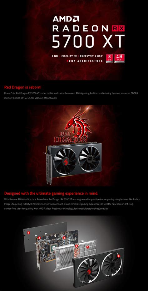 Buy PowerColor Radeon RX 5700 XT Red Dragon 8GB [AXRX-5700XT-8GBD6-3DHR ...