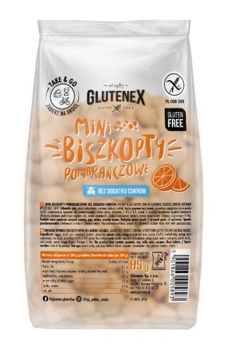 Mini Biszkopty Pomarańczowe Bez Dodatku Cukrów Bezglutenowe 85 g Glutenex