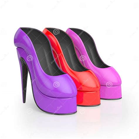 3d Illustration Group Of Colored Women S Shoes Stock Illustration Illustration Of Background