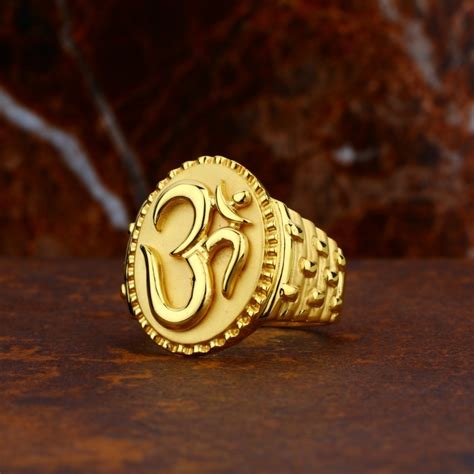 Showroom Of 22kt Gold Hallmark Om Design Ring For Mens Jewelxy 168417