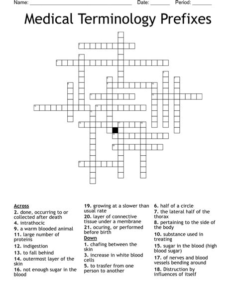 Medical Terminology Prefixes Crossword WordMint