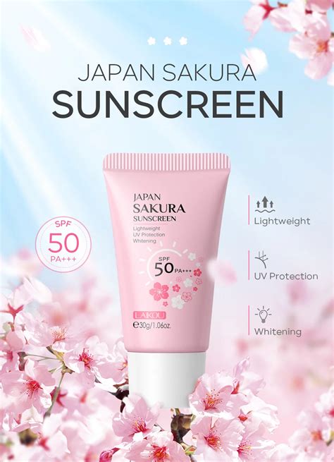 Sakura Brightening Spf 50 Travel Size Sunscreen 30g Mini Not Greasy