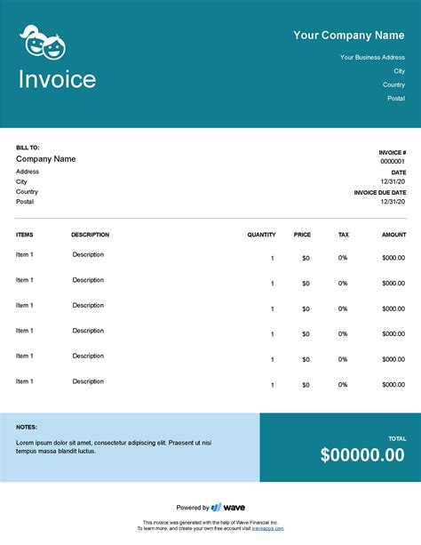 Daycare Invoice Template Wave Financial