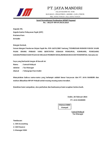 Contoh Surat Permintaan Data Ke Kantor Pajak Kumpulan Surat Penting