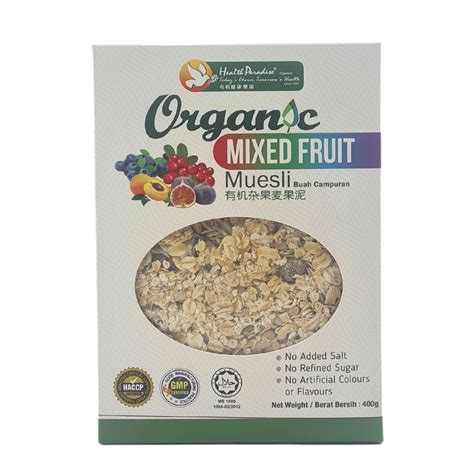 Health Paradise Muesli Buah Campuran Organik 400g Sarapan Sihat Halal