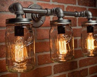 Rustic Distressed Bathroom Set Rustic Mason Jar Vanity Light Etsy