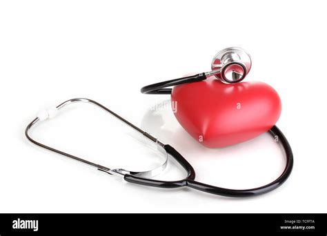 Medical Stethoscope And Heart Isolated On White Stock Photo Alamy