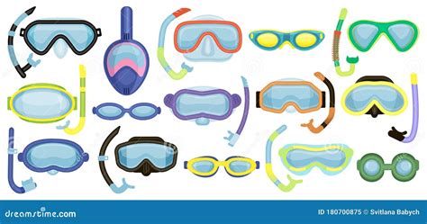 Masks For Swimming Vector Cartoon Set Icon Isolated Cartoon Set Icon