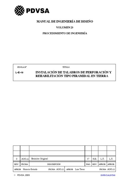 Pdvsa Manual De Ingeniería De Diseño Perforar Contaminación