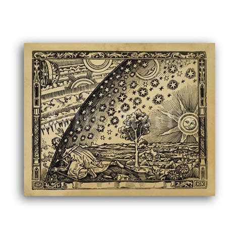 Printable Flammarion engraving poster - Antique flat earth map