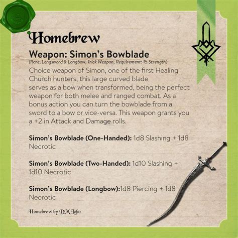 Simons Bowblade 5e Dungeons And Dragons Homebrew Dungeons And