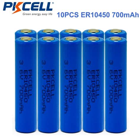 10Pcs PKCELL Battery 3 6V 10450 AAA Lithium Battery Cell ER10450 700mAh