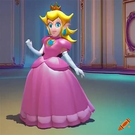 Princess Peach And Link In Swapped Costumes At A Ballroom