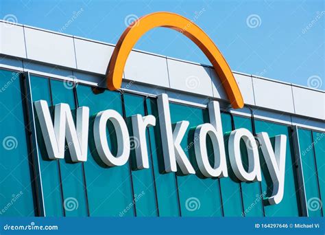 Workday Sign And Logo At Headquarters Building Facade In Silicon Valley