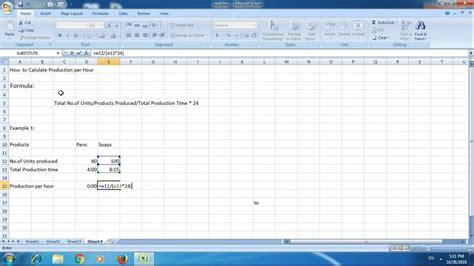 Excel How To Calculate Production Per Hour Youtube