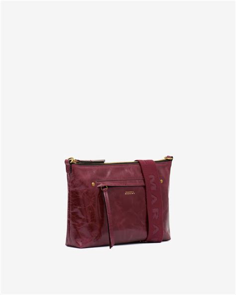 Nessah Leather Crossbody Bag Burgundy