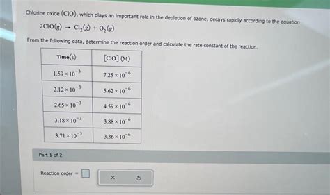 Solved Chlorine oxide (ClO), which plays an important role | Chegg.com