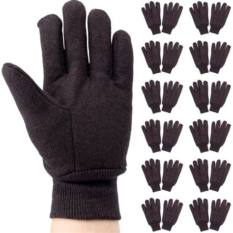 Purevacy Brown Jersey Gloves 10 Pack Of 12 Pairs Cotton Gloves For