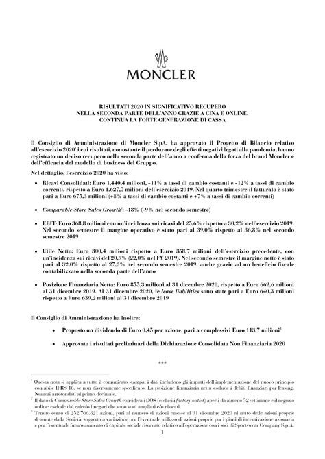 Moncler Risultati Finanziari Esercizio Strategia Aziendale E