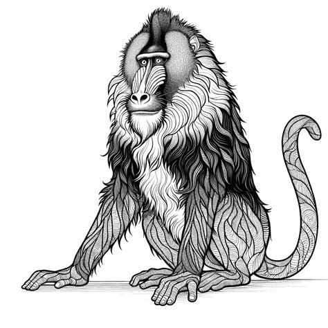 Mandrill Outline Coloring Page Lulu Pages