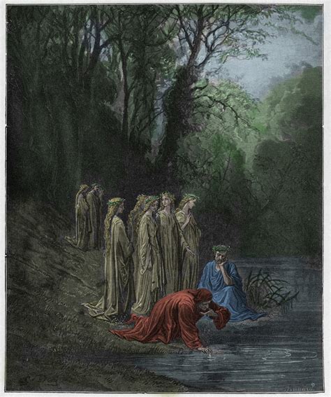 Purgatorio Canto 33 Bevande Dante Del Fiume Eunoe Illustrazione