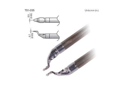 Hakko T51-C05 - Tip Pair for FX-9705 Rework Tweezer; 0.5mm, Shape C ...