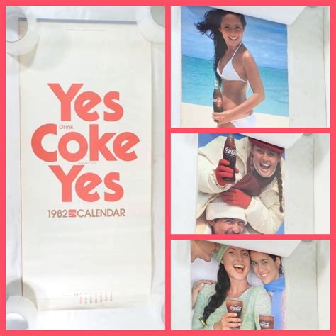 【傷や汚れあり】0kl14 未裁断 当時物 1982年 コカ・コーラ Yes Coke Yes カレンダー ポスター水着 外国人モデル 広告